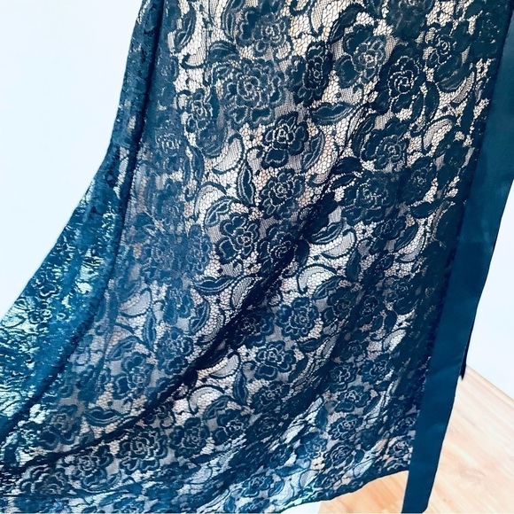 LOFT Elegant Black Lace Overlay Strapless Fit and Flare Cocktail Dress - Size 2P - Picture 6 of 14